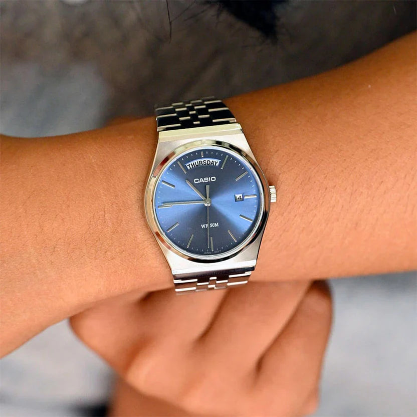 Reloj Casio MTP-B146D-2AV Acero Inoxidable Esfera Azul 50M
