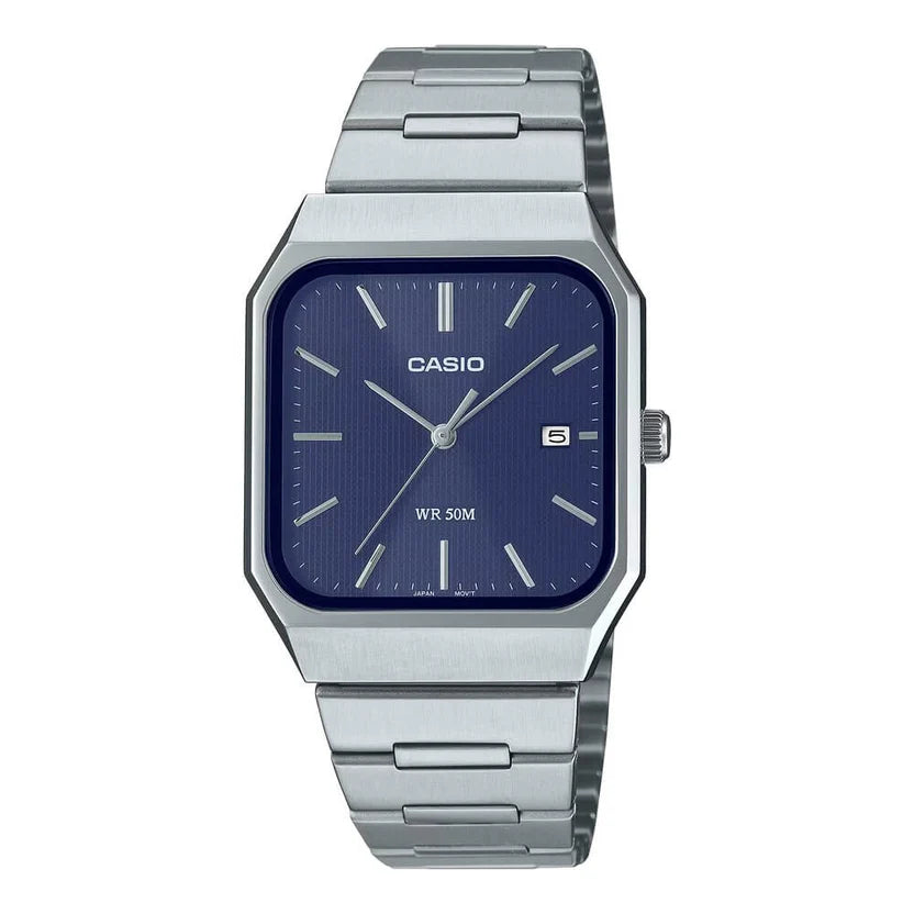 Reloj Casio MTP-B185D-2A1VDF Acero Cuadrado Fecha 50M