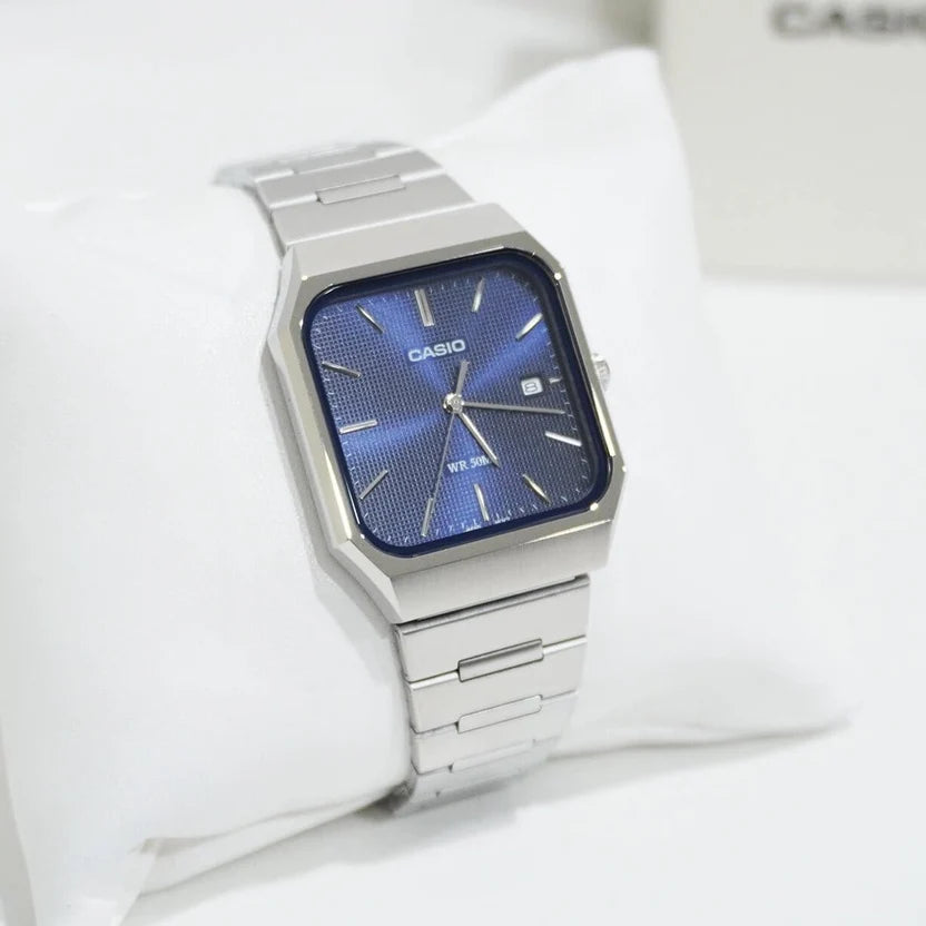 Reloj Casio MTP-B185D-2A1VDF Acero Cuadrado Fecha 50M