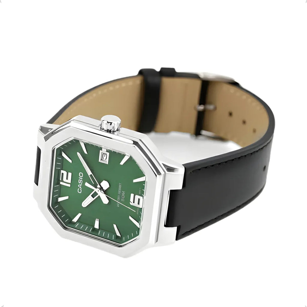 Reloj Casio MTP-B195L-3AV Correa de Cuero Verde Esfera Verde 50M