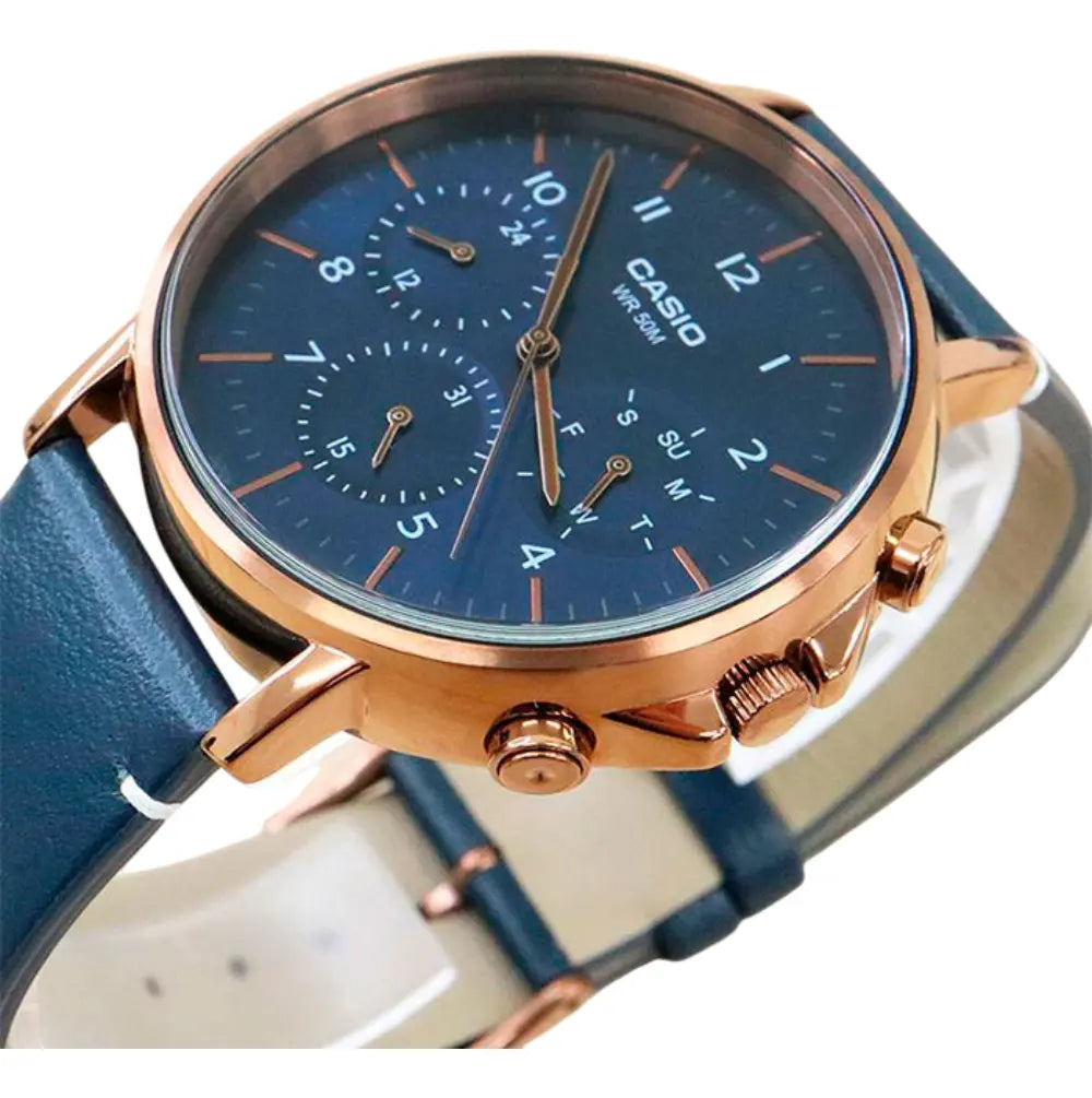 Reloj Casio MTP-E321RL-2AV Azul Cuero