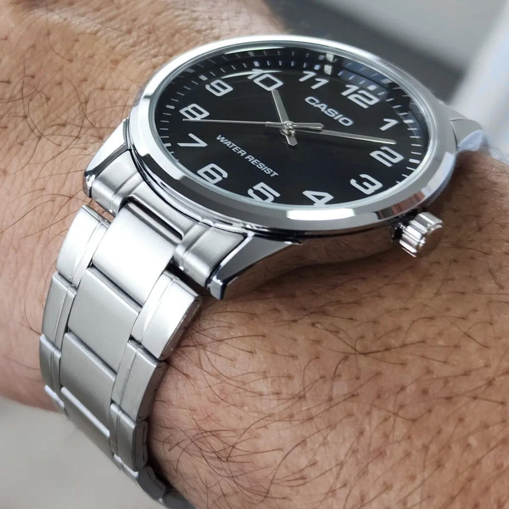 Reloj Casio MTP-V001D-1B Acero Inoxidable Esfera Negra Clásico