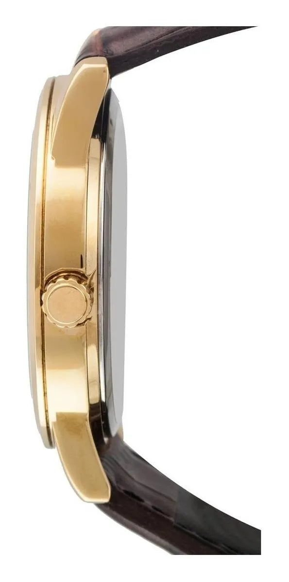 Reloj Casio MTP-V001GL-1B Dorado Correa de Cuero Café