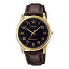 Reloj Casio MTP-V001GL-1B Dorado Correa de Cuero Café