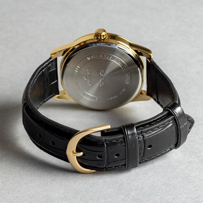 Reloj Casio MTP-V001GL-7BU Blanco Cuero Negro Dorado