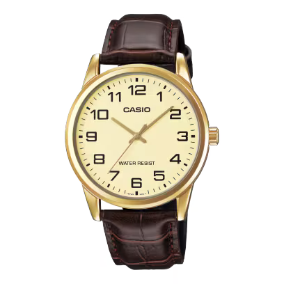 Reloj Casio MTP-V001GL-9B Dorado Correa de Cuero Café