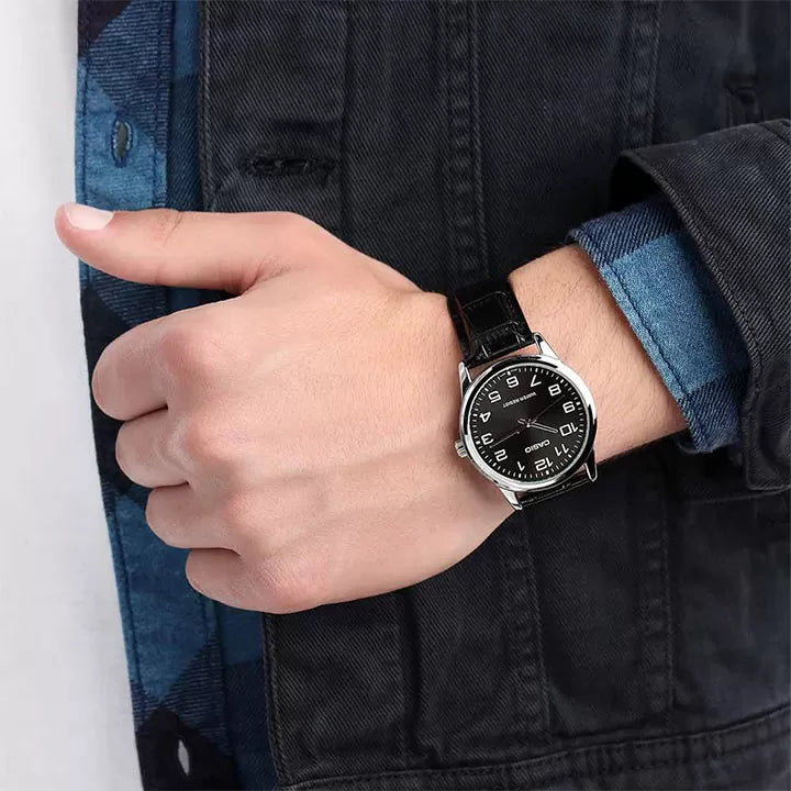 Reloj Casio MTP-V001L-1B Correa de Cuero Negro