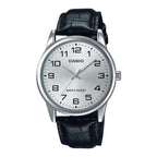 Reloj Casio MTP-V001L-7B Correa de Cuero Negro Esfera Blanca Clásico