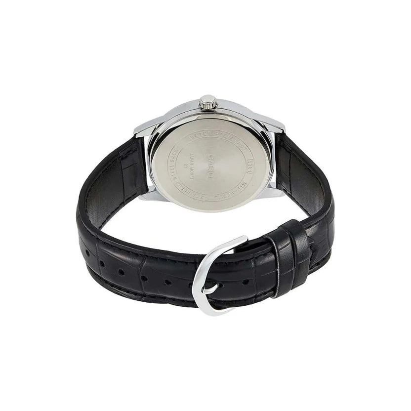 Reloj Casio MTP-V001L-7B Correa de Cuero Negro Esfera Blanca Clásico