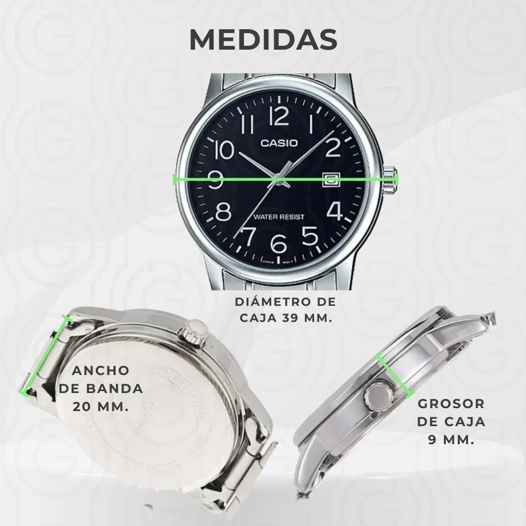Reloj Casio MTP-V002D-1B Negro Acero
