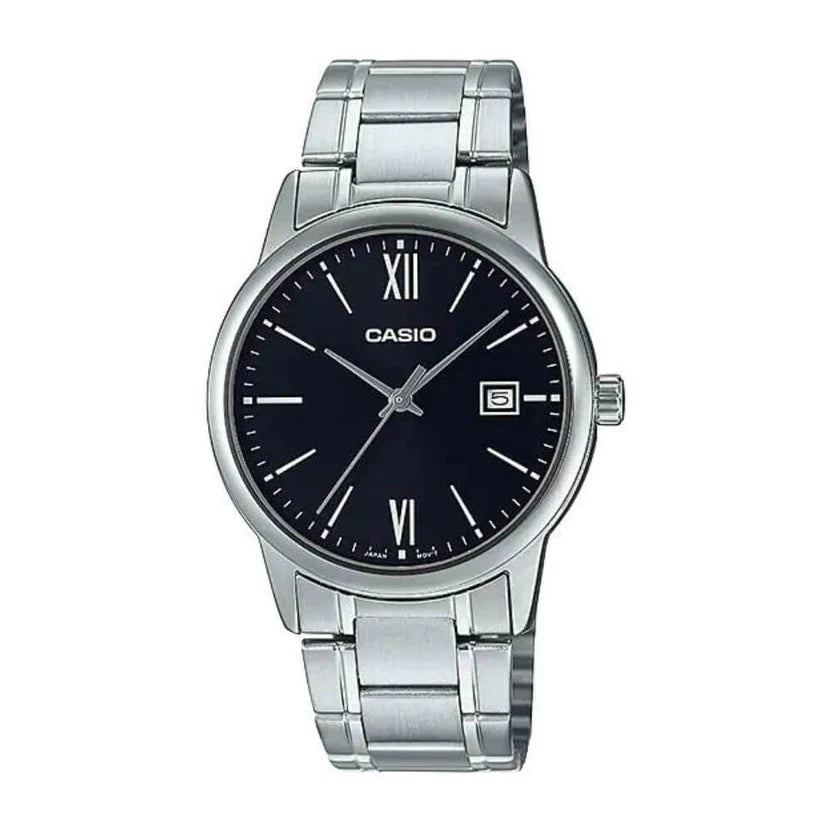 Reloj Casio MTP-V002D-1B3 Acero Inoxidable Esfera Negra Clásico Elegante