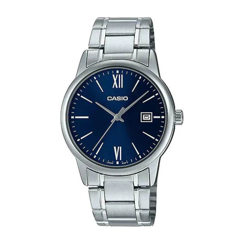 Reloj Casio MTP-V002D-2B3 Acero Inoxidable Esfera Azul Clásico Elegante