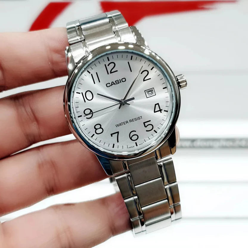 Reloj Casio MTP-V002D-7B Acero Inoxidable Esfera Blanca Clásico