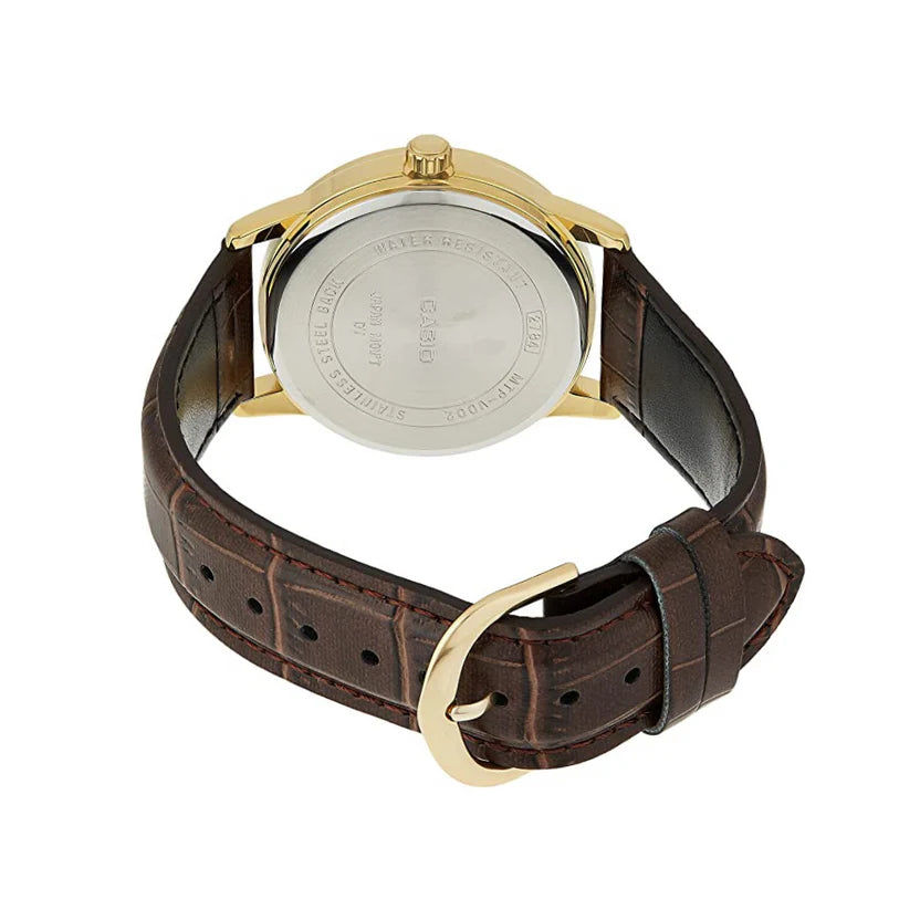 Reloj Casio MTP-V002GL-1B Correa de Cuero Marrón Caja Dorada