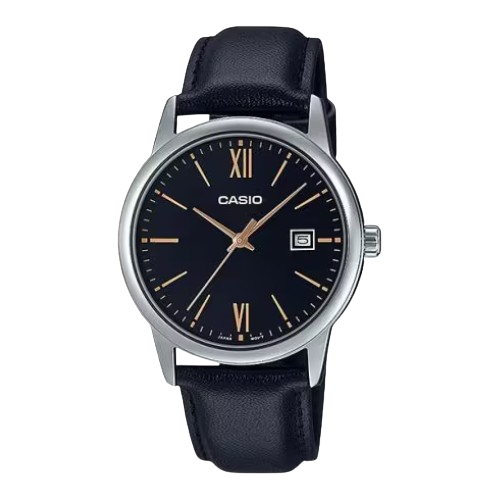Reloj Casio MTP-V002L-1B3 Correa de Cuero Negro Fecha