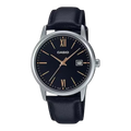 Reloj Casio MTP-V002L-1B3 Correa de Cuero Negro Fecha