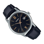 Reloj Casio MTP-V002L-1B3 Correa de Cuero Negro Fecha