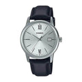 Reloj Casio MTP-V002L-7B3 Correa de Cuero Negro Esfera Blanca Clásico