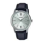 Reloj Casio MTP-V002L-7B3 Correa de Cuero Negro Esfera Blanca Clásico