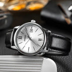 Reloj Casio MTP-V002L-7B3 Correa de Cuero Negro Esfera Blanca Clásico