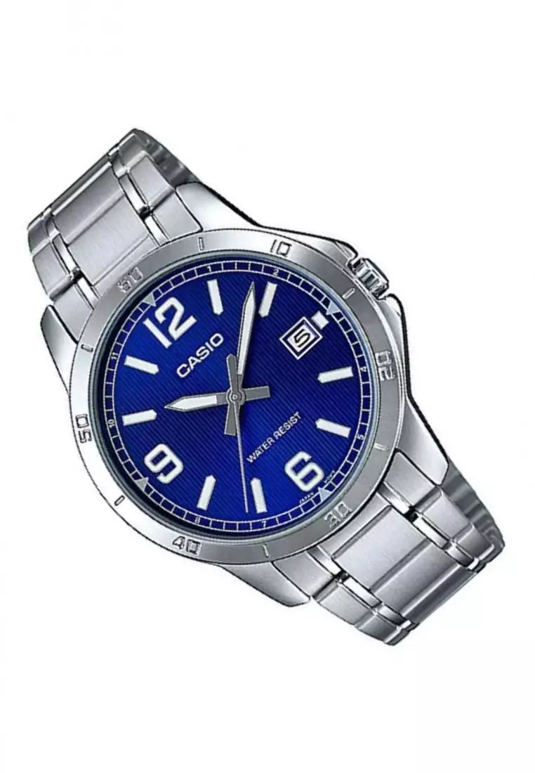 Reloj Casio MTP-V004D-2B Acero Inoxidable Esfera Azul Clásico Elegante
