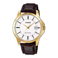 Reloj Casio MTP-V004GL-7A Dorado Correa de Cuero Café