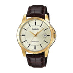 Reloj Casio MTP-V004GL-9A Correa de Cuero Marrón Caja Dorada Esfera Dorada