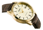 Reloj Casio MTP-V004GL-9A Correa de Cuero Marrón Caja Dorada Esfera Dorada
