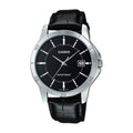 Reloj Casio MTP-V004L-1A Cuero Negro Esfera Negra Fecha 30M