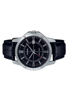Reloj Casio MTP-V004L-1C Correa de Cuero Negro Esfera Negra Clásico
