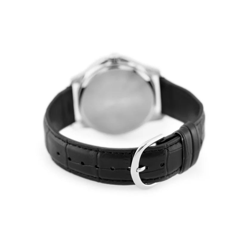 Reloj Casio MTP-V004L-1C Correa de Cuero Negro Esfera Negra Clásico