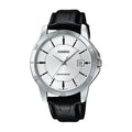 Reloj Casio MTP-V004L-7A Correa de Cuero Negro Esfera Blanca Clásico Elegante