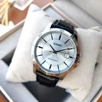 Reloj Casio MTP-V004L-7A Correa de Cuero Negro Esfera Blanca Clásico Elegante