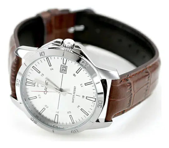 Reloj Casio MTP-V004L-7C Blanco Cuero Marrón