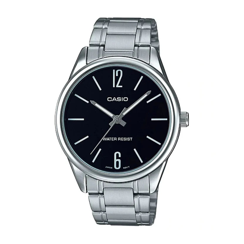 Reloj Casio MTP-V005D-1B Acero Inoxidable Esfera Negra Fecha 30M