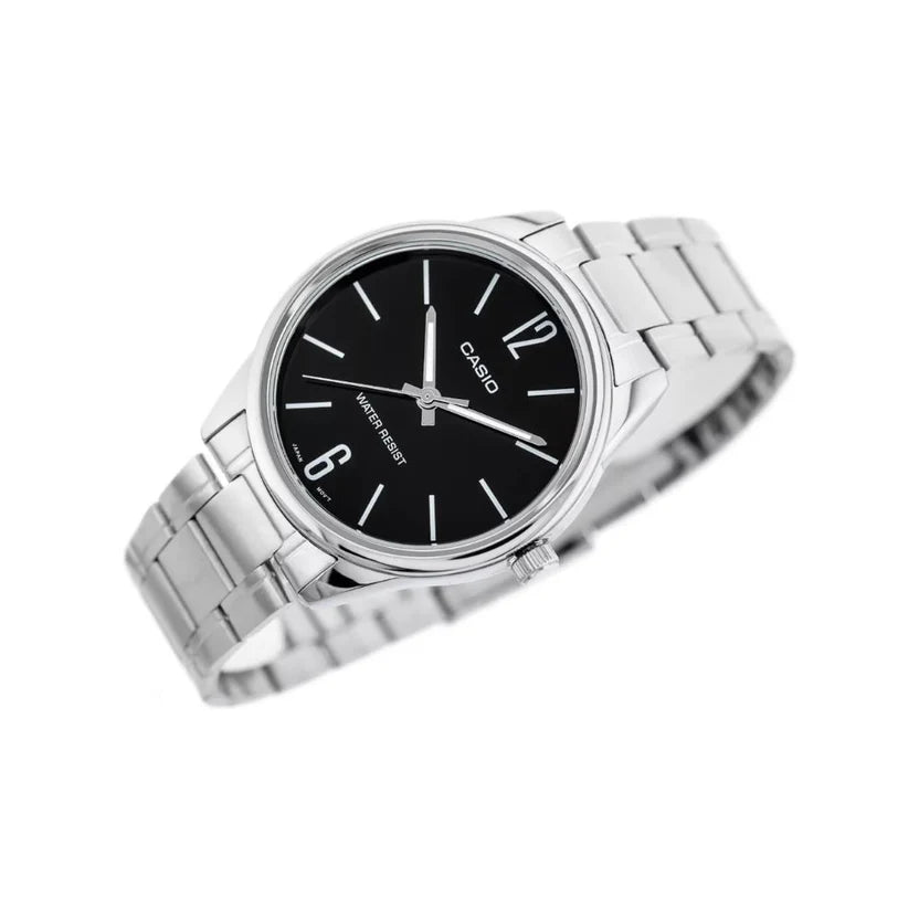 Reloj Casio MTP-V005D-1B Acero Inoxidable Esfera Negra Fecha 30M