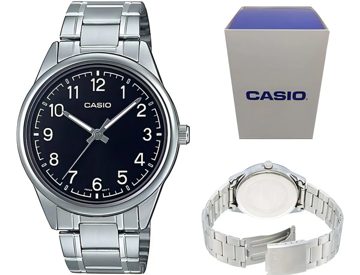Reloj Casio MTP-V005D-1B4 Acero Inoxidable Esfera Negra 30M