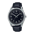 Reloj Casio MTP-V005L-1B4 Correa de Cuero Negro Esfera Negra Clásico
