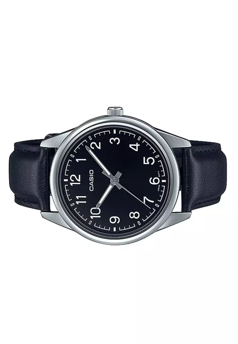 Reloj Casio MTP-V005L-1B4 Correa de Cuero Negro Esfera Negra Clásico