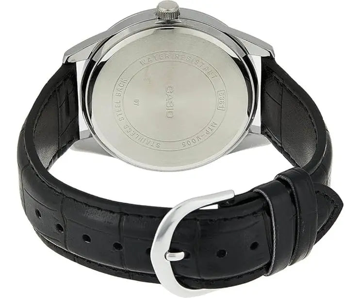 Reloj Casio MTP-V005L-1B4 Correa de Cuero Negro Esfera Negra Clásico