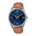 Reloj Casio MTP-V005L-2B5 Correa de Cuero Marrón Esfera Azul Elegante