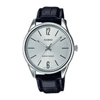 Reloj Casio MTP-V005L-7B Correa de Cuero Negro Esfera Blanca Elegante