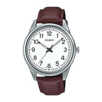 Reloj Casio MTP-V005L-7B4 Correa de Cuero Negro Esfera Blanca Clásico