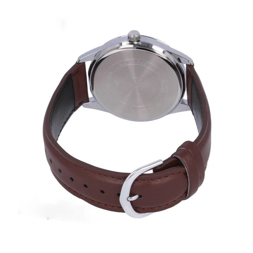 Reloj Casio MTP-V005L-7B4 Correa de Cuero Negro Esfera Blanca Clásico