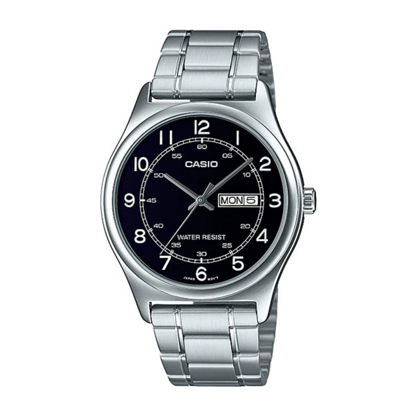 Reloj Casio MTP-V006D-1B2 Acero Inoxidable Esfera Negra Clásico Elegante