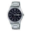 Reloj Casio MTP-V006D-1C Acero Inoxidable Esfera Negra Clásico Elegante