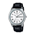Reloj Casio MTP-V006L-7B Correa de Cuero Negro Esfera Blanca Clásico Elegante