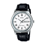 Reloj Casio MTP-V006L-7B Correa de Cuero Negro Esfera Blanca Clásico Elegante