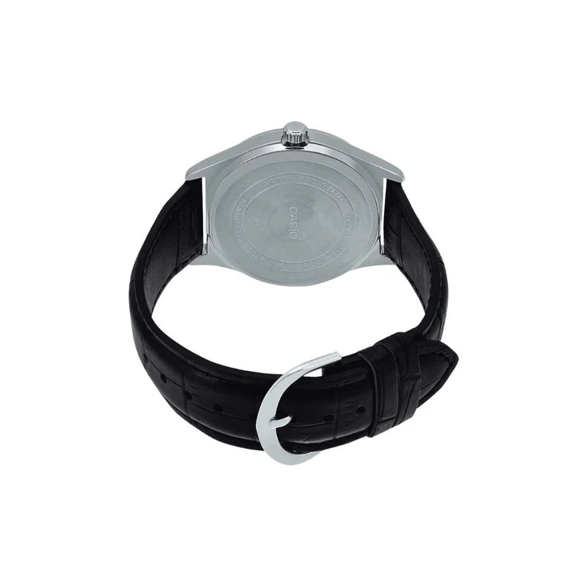 Reloj Casio MTP-V006L-7B Correa de Cuero Negro Esfera Blanca Clásico Elegante