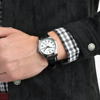 Reloj Casio MTP-V006L-7B Correa de Cuero Negro Esfera Blanca Clásico Elegante